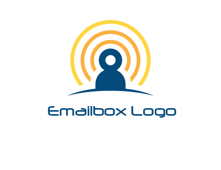 abstract person placed in front of communication circles logo