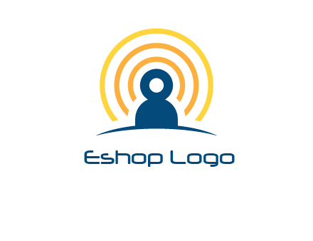 abstract person placed in front of communication circles logo