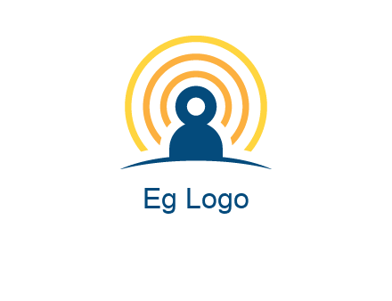 abstract person placed in front of communication circles logo