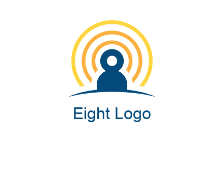 abstract person placed in front of communication circles logo