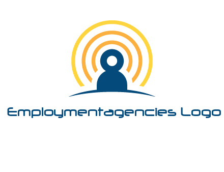 abstract person placed in front of communication circles logo