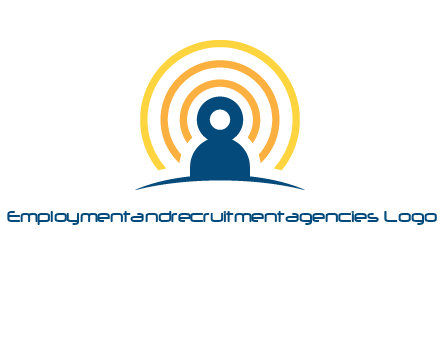 abstract person placed in front of communication circles logo
