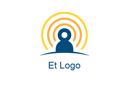 abstract person placed in front of communication circles logo
