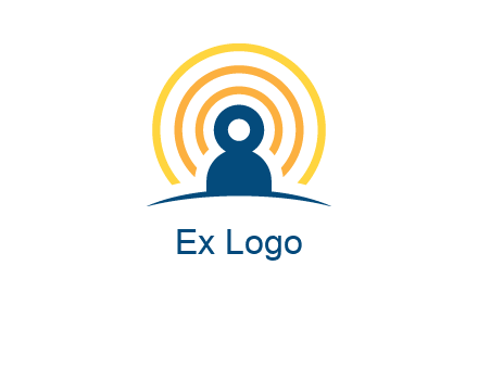 abstract person placed in front of communication circles logo
