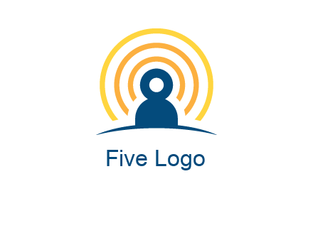 abstract person placed in front of communication circles logo