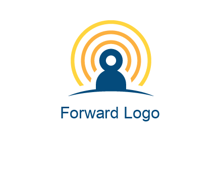 abstract person placed in front of communication circles logo