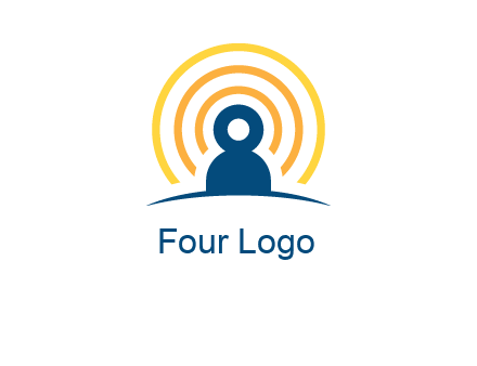 abstract person placed in front of communication circles logo