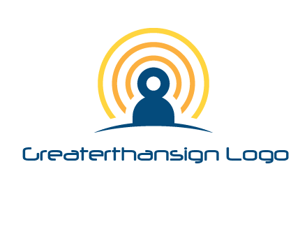 abstract person placed in front of communication circles logo