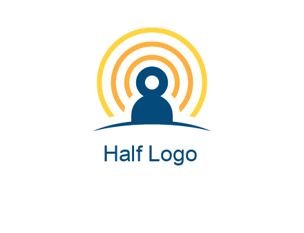 abstract person placed in front of communication circles logo