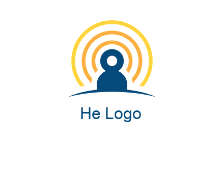abstract person placed in front of communication circles logo
