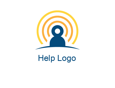 abstract person placed in front of communication circles logo