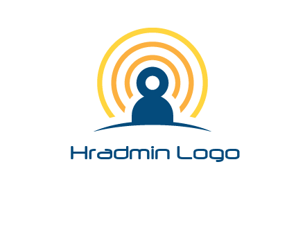 abstract person placed in front of communication circles logo