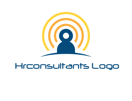 abstract person placed in front of communication circles logo