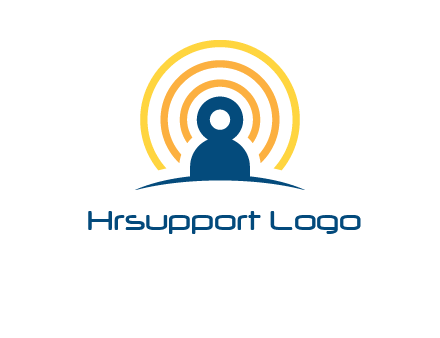 abstract person placed in front of communication circles logo