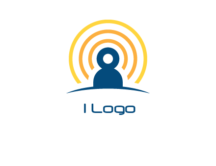 abstract person placed in front of communication circles logo