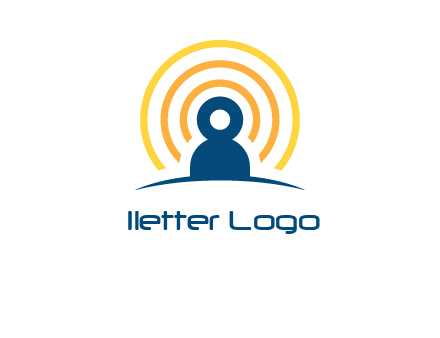 abstract person placed in front of communication circles logo