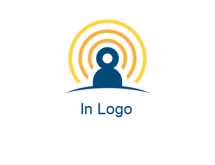 abstract person placed in front of communication circles logo