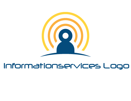 abstract person placed in front of communication circles logo