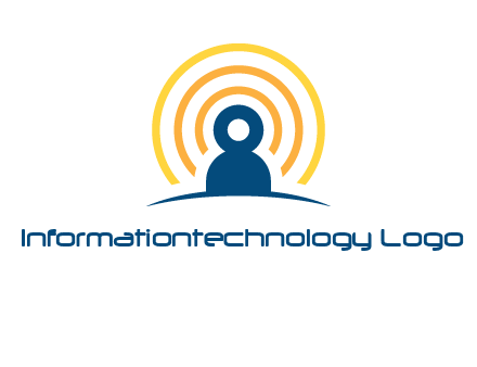 abstract person placed in front of communication circles logo