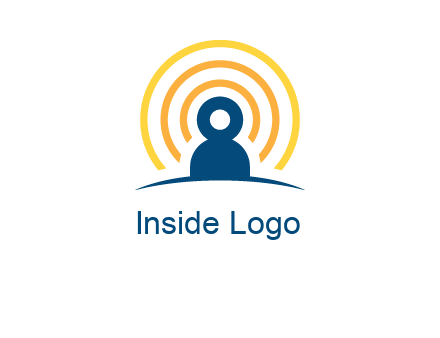 abstract person placed in front of communication circles logo