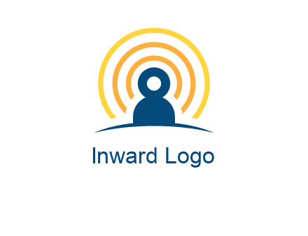 abstract person placed in front of communication circles logo