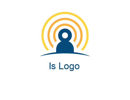 abstract person placed in front of communication circles logo