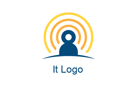 abstract person placed in front of communication circles logo