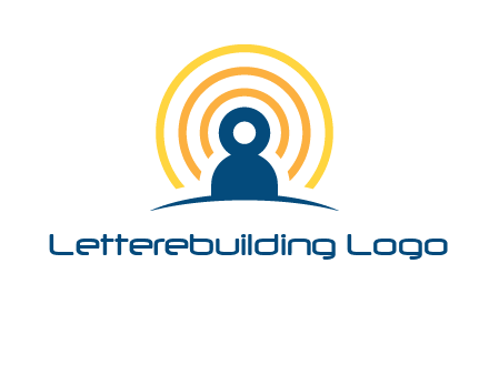 abstract person placed in front of communication circles logo