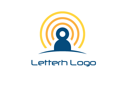 abstract person placed in front of communication circles logo
