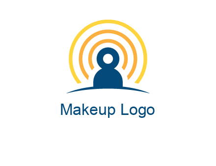abstract person placed in front of communication circles logo