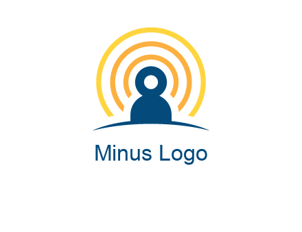 abstract person placed in front of communication circles logo