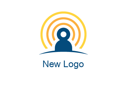 abstract person placed in front of communication circles logo