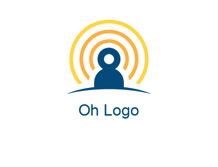 abstract person placed in front of communication circles logo
