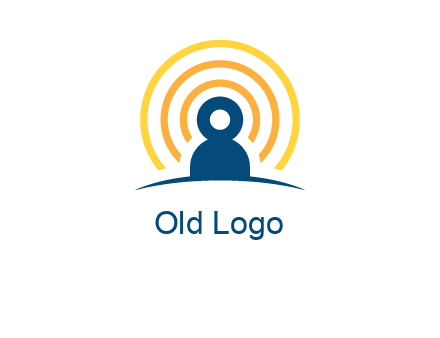 abstract person placed in front of communication circles logo