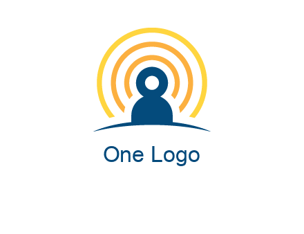 abstract person placed in front of communication circles logo