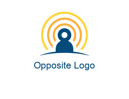 abstract person placed in front of communication circles logo