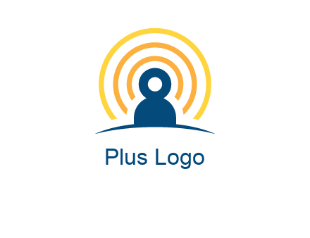 abstract person placed in front of communication circles logo