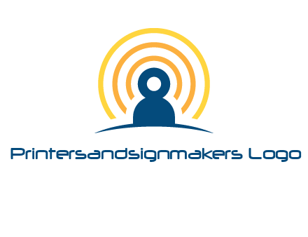 abstract person placed in front of communication circles logo