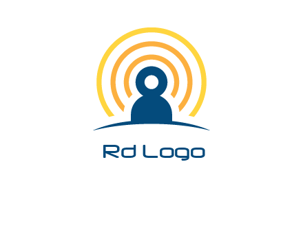 abstract person placed in front of communication circles logo