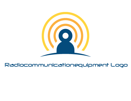 abstract person placed in front of communication circles logo