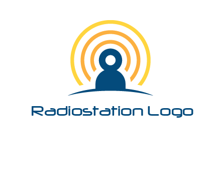 abstract person placed in front of communication circles logo