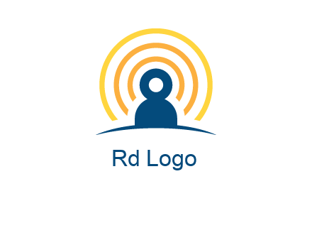 abstract person placed in front of communication circles logo