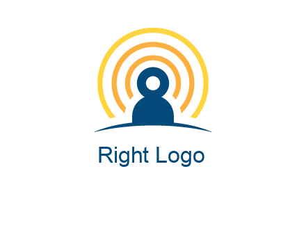 abstract person placed in front of communication circles logo