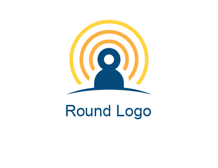 abstract person placed in front of communication circles logo