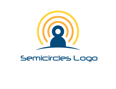 abstract person placed in front of communication circles logo