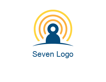 abstract person placed in front of communication circles logo