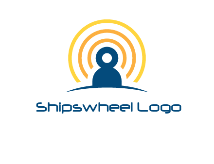 abstract person placed in front of communication circles logo