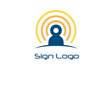 abstract person placed in front of communication circles logo