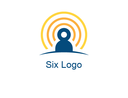 abstract person placed in front of communication circles logo