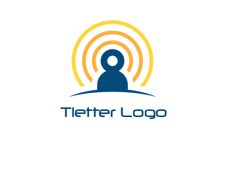 abstract person placed in front of communication circles logo